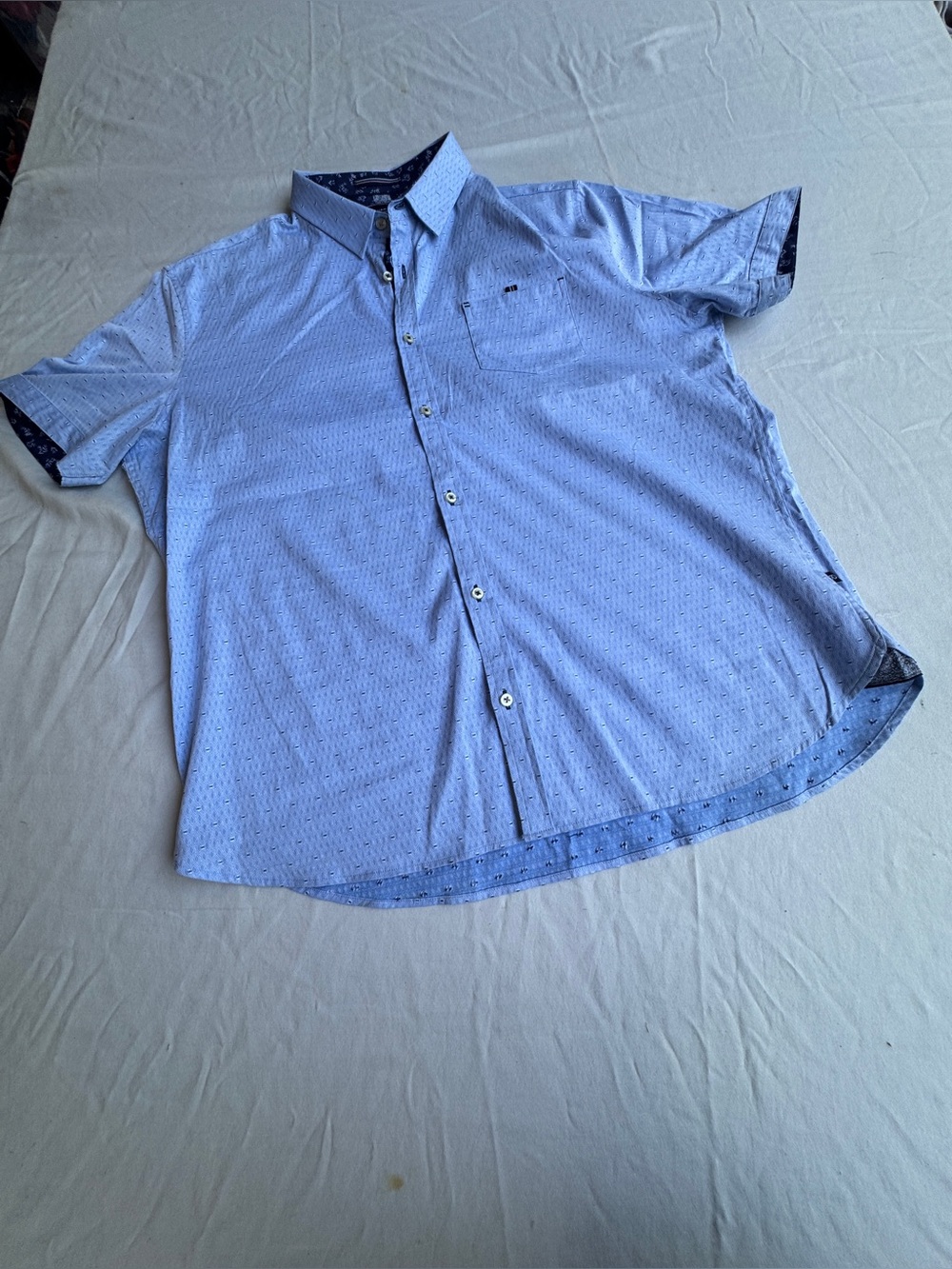 7Diamond Stretch casual dress button down shirt short sleeve Blue men's XL